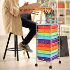 Costway Chariot de rangement à 10 tiroirs, Organiseur de scrapbooking, bureau, école, Multicolore