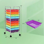 Costway Chariot de rangement à 10 tiroirs, Organiseur de scrapbooking, bureau, école, Multicolore