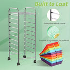 Costway Chariot de rangement à 10 tiroirs, Organiseur de scrapbooking, bureau, école, Multicolore