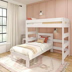 Max & Lily Farmhouse Twin over Twin L-Shaped Bunk Bed with Desk
