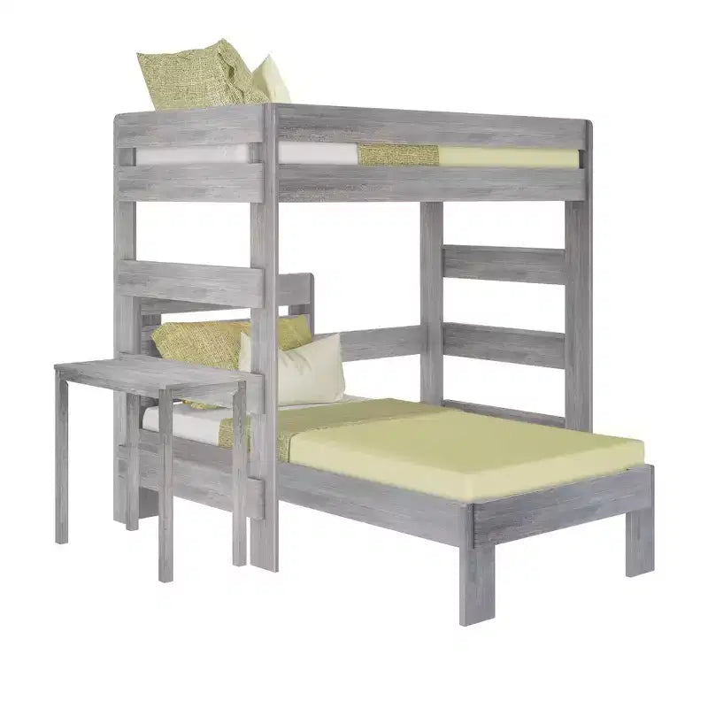 Lit superposé en L Max & Lily Farmhouse, double sur double, avec bureau