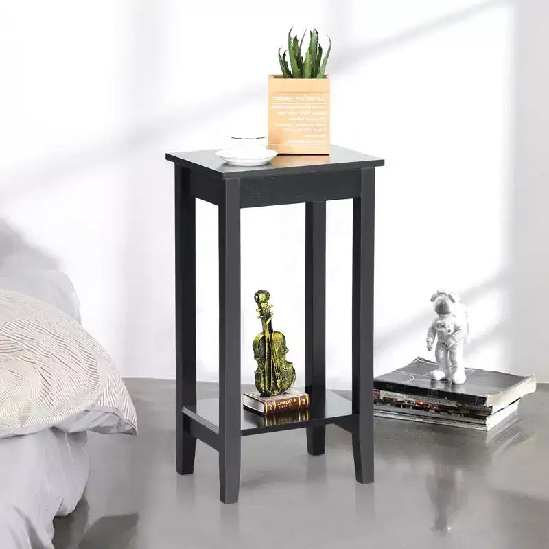 Costway 2 TABLES DE CHEVET À 2 NIVEAUX TABLES D'APPOINT TABLES BASSES PIEDS EN BOIS CHAMBRE À COUCHER