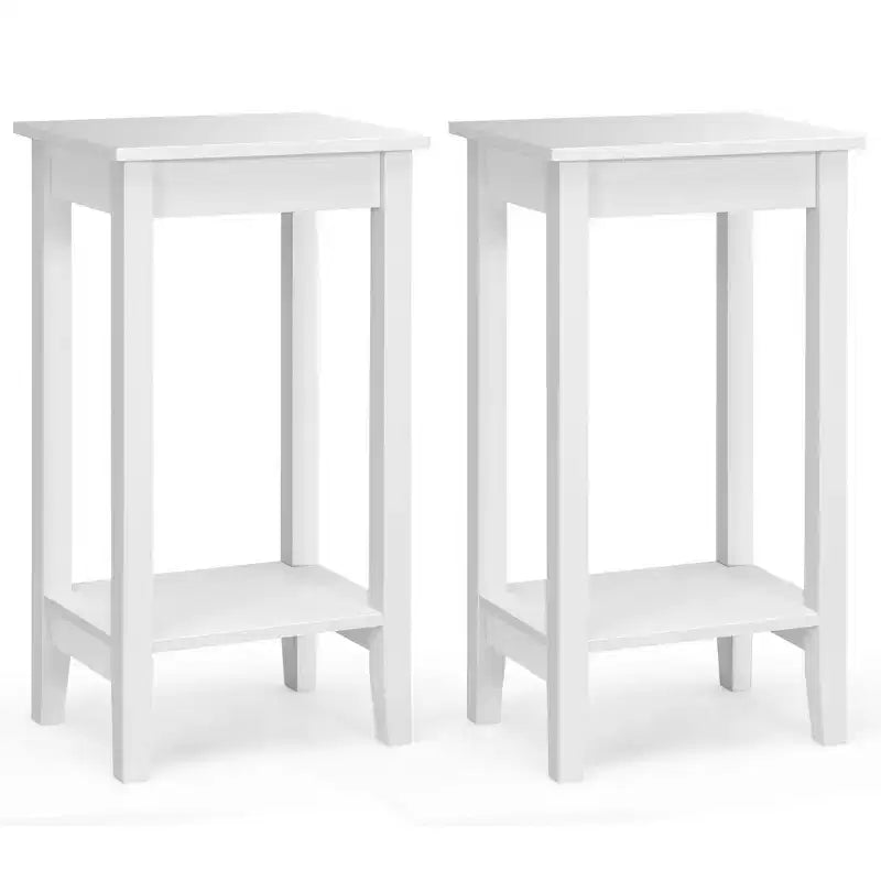 Costway 2 TABLES DE CHEVET À 2 NIVEAUX TABLES D'APPOINT TABLES BASSES PIEDS EN BOIS CHAMBRE À COUCHER