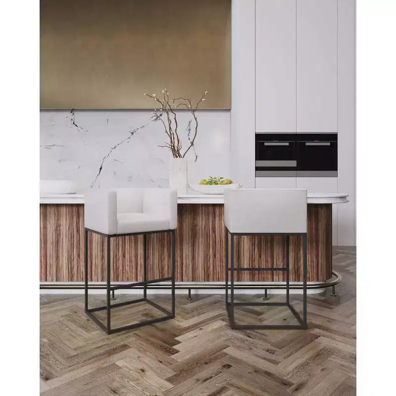 Lot de 3 tabourets de bar rembourrés Embassy en métal - Manhattan Comfort