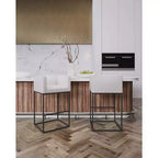 Lot de 3 tabourets de bar rembourrés Embassy en métal - Manhattan Comfort