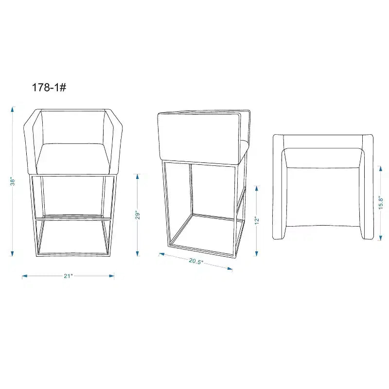 Lot de 3 tabourets de bar rembourrés Embassy en métal - Manhattan Comfort
