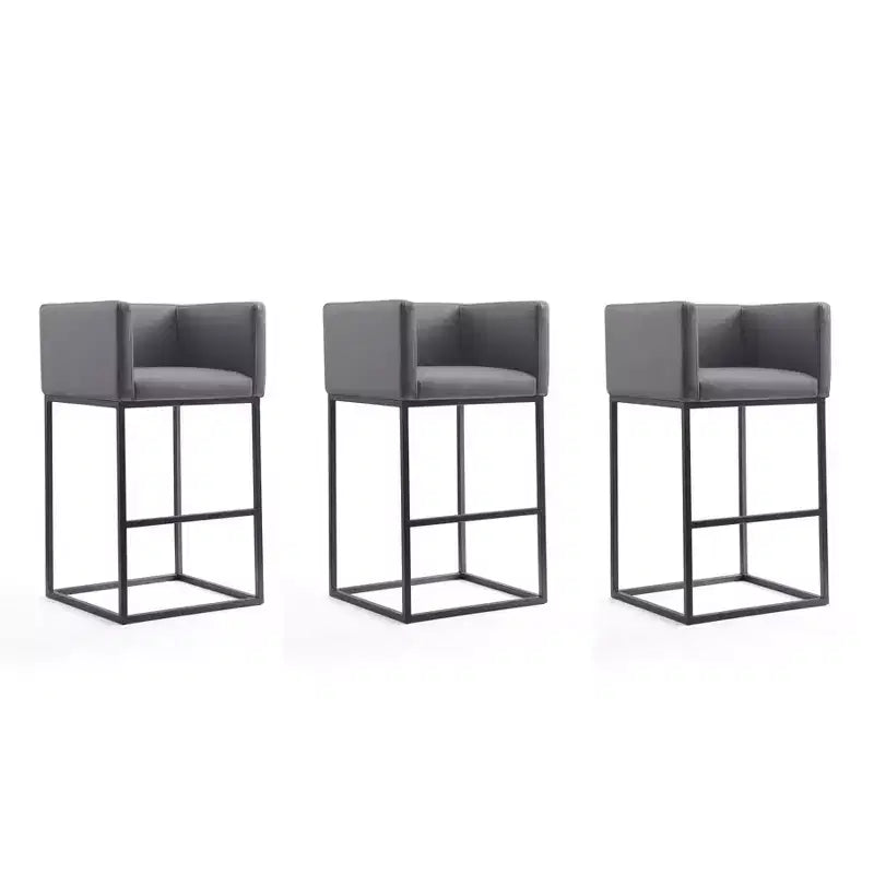 Lot de 3 tabourets de bar rembourrés Embassy en métal - Manhattan Comfort