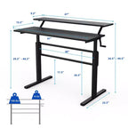 Costway Bureau Debout Réglable par Manivelle, Poste de Travail Assis-Debout avec Étagère Moniteur, Marron/Noir