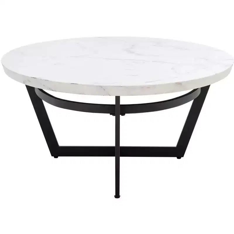Table basse ovale Placido - Marbre blanc/noir - Safavieh
