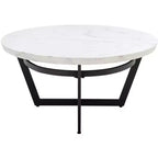 Table basse ovale Placido - Marbre blanc/noir - Safavieh