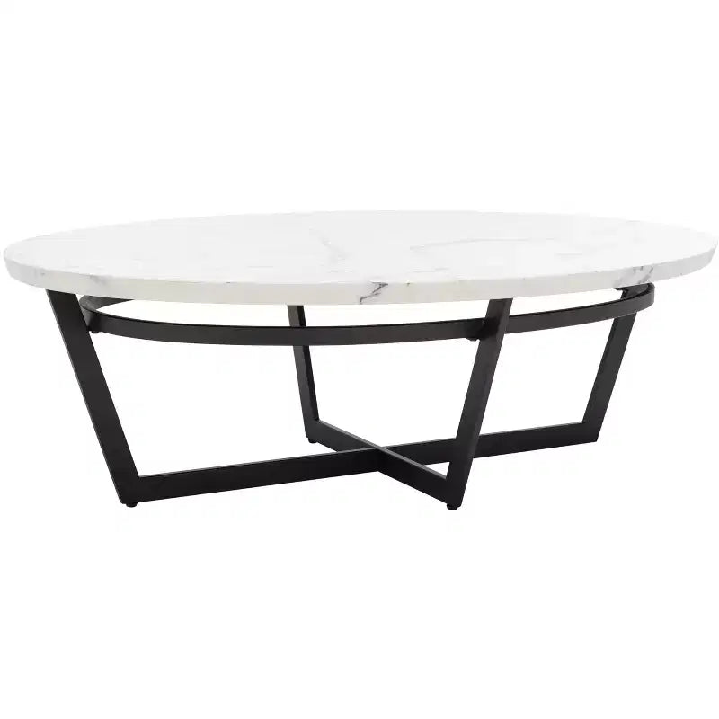 Table basse ovale Placido - Marbre blanc/noir - Safavieh