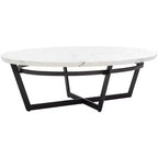 Table basse ovale Placido - Marbre blanc/noir - Safavieh