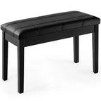 Banc de piano Costway en bois massif et cuir PU, double rembourré, siège de clavier, rangement, noir
