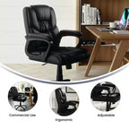 Flash Furniture Flash Fundamentals Fauteuil de bureau pivotant en LeatherSoft pour personne de grande taille, avec accoudoirs rembourrés, capacité de 400 lb