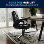 Flash Furniture Flash Fundamentals Fauteuil de bureau pivotant en LeatherSoft pour personne de grande taille, avec accoudoirs rembourrés, capacité de 400 lb