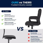 Flash Furniture Flash Fundamentals Fauteuil de bureau pivotant en LeatherSoft pour personne de grande taille, avec accoudoirs rembourrés, capacité de 400 lb