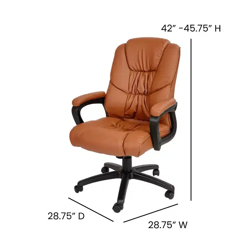 Flash Furniture Flash Fundamentals Fauteuil de bureau pivotant en LeatherSoft pour personne de grande taille, avec accoudoirs rembourrés, capacité de 400 lb