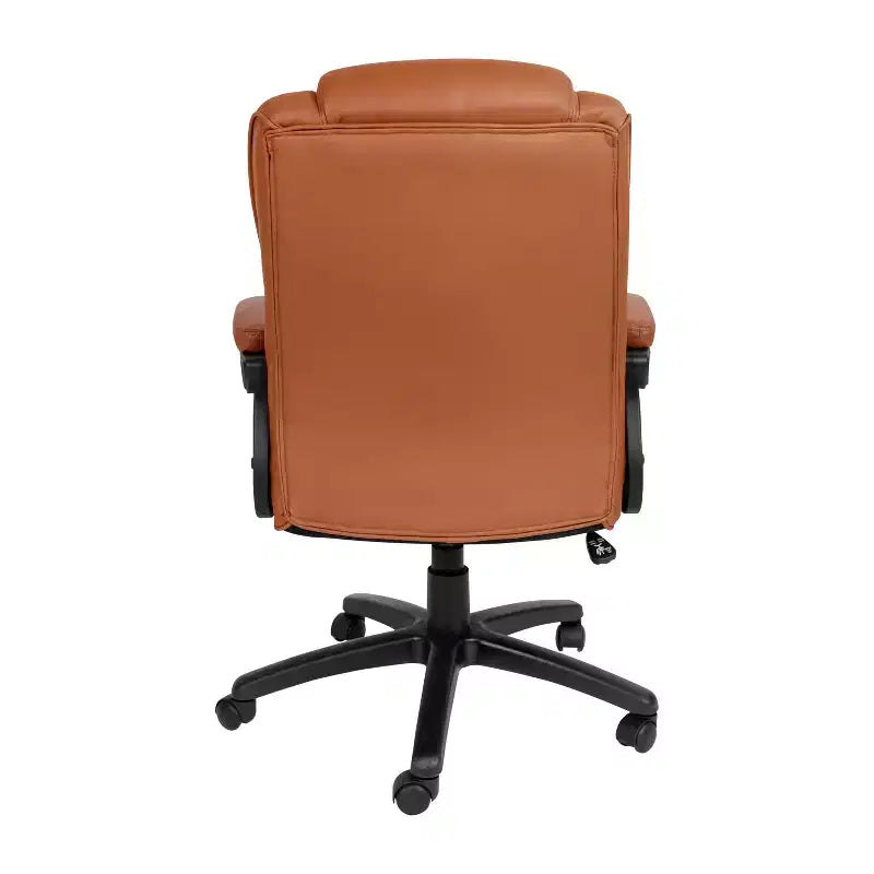Flash Furniture Flash Fundamentals Fauteuil de bureau pivotant en LeatherSoft pour personne de grande taille, avec accoudoirs rembourrés, capacité de 400 lb