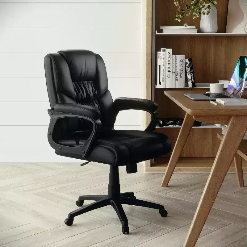 Flash Furniture Flash Fundamentals Fauteuil de bureau pivotant en LeatherSoft pour personne de grande taille, avec accoudoirs rembourrés, capacité de 400 lb