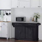 HOMCOM Îlot de cuisine roulant portable avec rangements multiples, plan de travail en acier inoxydable et armoire sur roulettes