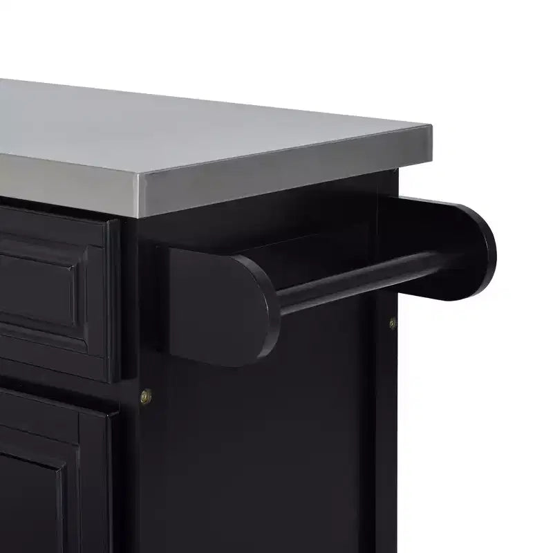 HOMCOM Îlot de cuisine roulant portable avec rangements multiples, plan de travail en acier inoxydable et armoire sur roulettes