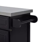 HOMCOM Îlot de cuisine roulant portable avec rangements multiples, plan de travail en acier inoxydable et armoire sur roulettes