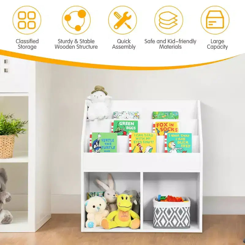 Costway Étagère à Livres pour Enfants, Bibliothèque en Bois, Meuble de Rangement pour Jouets