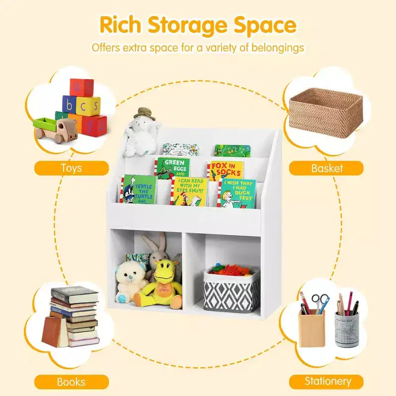 Costway Étagère à Livres pour Enfants, Bibliothèque en Bois, Meuble de Rangement pour Jouets