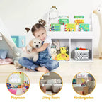 Costway Étagère à Livres pour Enfants, Bibliothèque en Bois, Meuble de Rangement pour Jouets