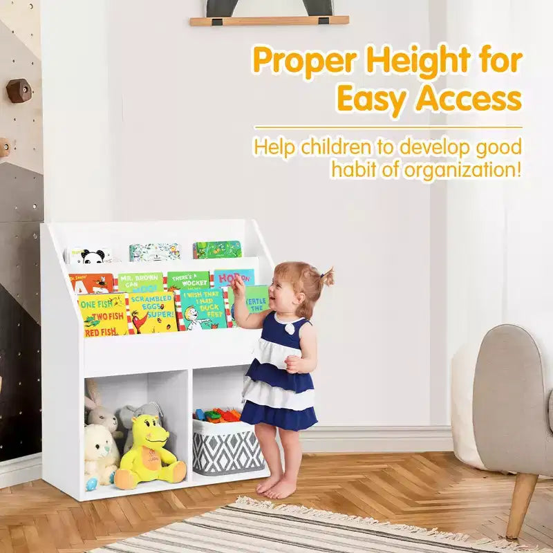 Costway Étagère à Livres pour Enfants, Bibliothèque en Bois, Meuble de Rangement pour Jouets