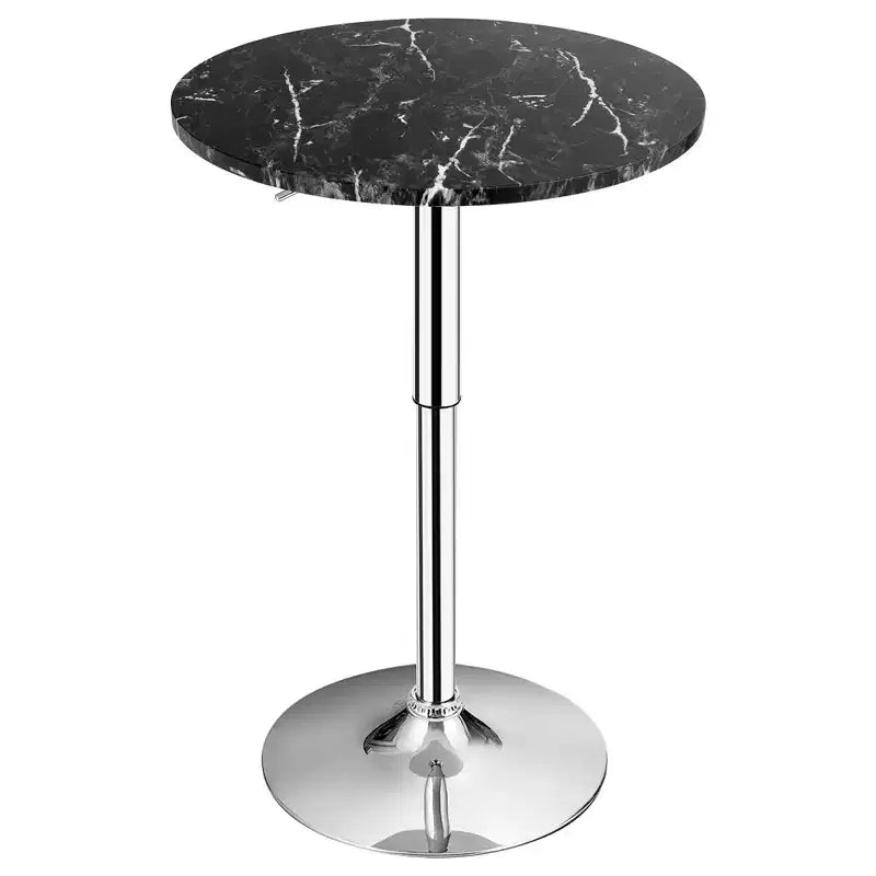 Costway Lot de 4 tables de bistrot rondes réglables en hauteur et pivotantes à 360° Blanc/Noir
