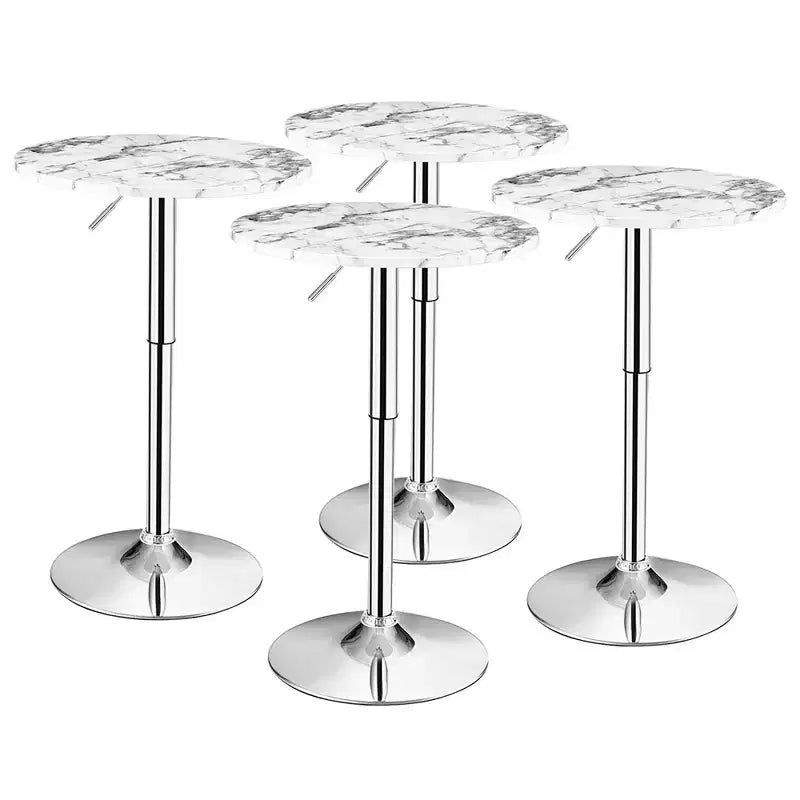 Costway Lot de 4 tables de bistrot rondes réglables en hauteur et pivotantes à 360° Blanc/Noir
