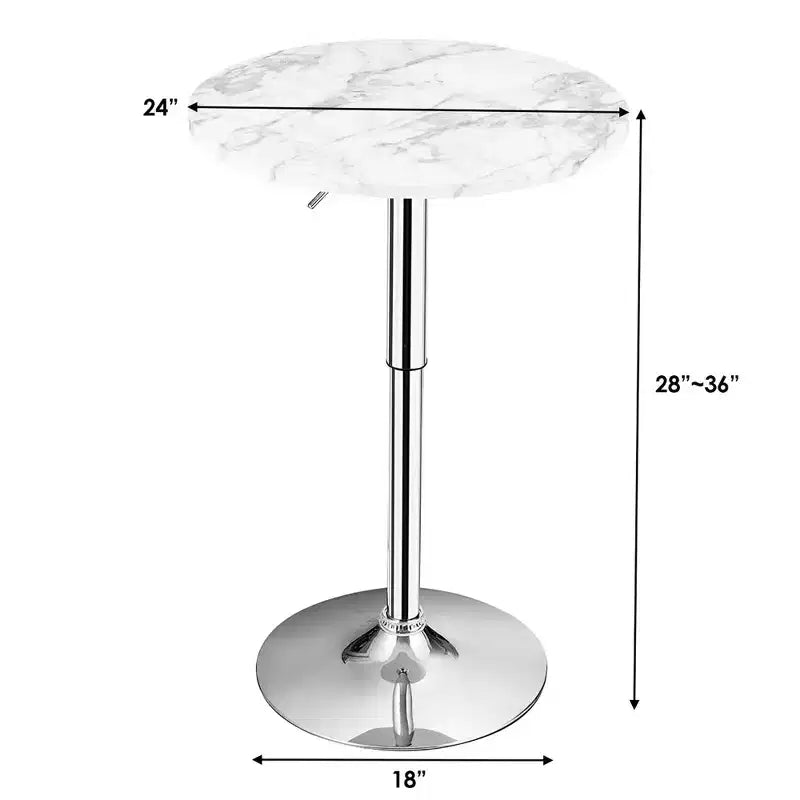 Costway Table de Bar Bistro Ronde 6 pièces Hauteur Réglable Pivotant à 360 Degrés Blanc/Noir