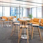 Costway Table de Bar Bistro Ronde 6 pièces Hauteur Réglable Pivotant à 360 Degrés Blanc/Noir