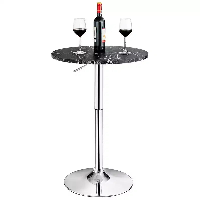 Costway Table de Bar Bistro Ronde 6 pièces Hauteur Réglable Pivotant à 360 Degrés Blanc/Noir