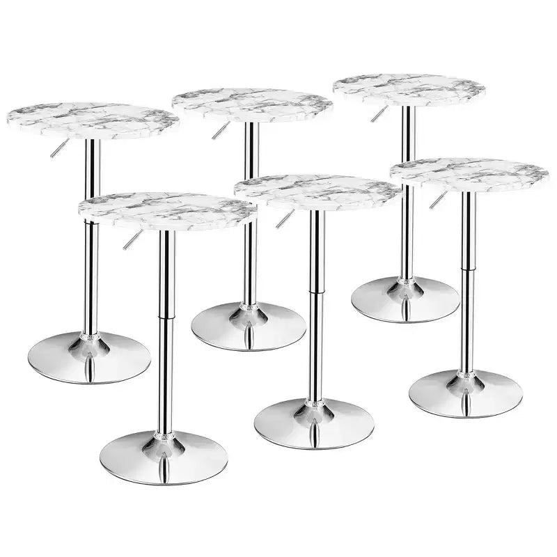 Costway Table de Bar Bistro Ronde 6 pièces Hauteur Réglable Pivotant à 360 Degrés Blanc/Noir