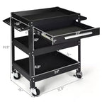 Costway Chariot à outils roulant à trois plateaux, organisateur de boîte à outils de rangement avec tiroir pour mécanicien