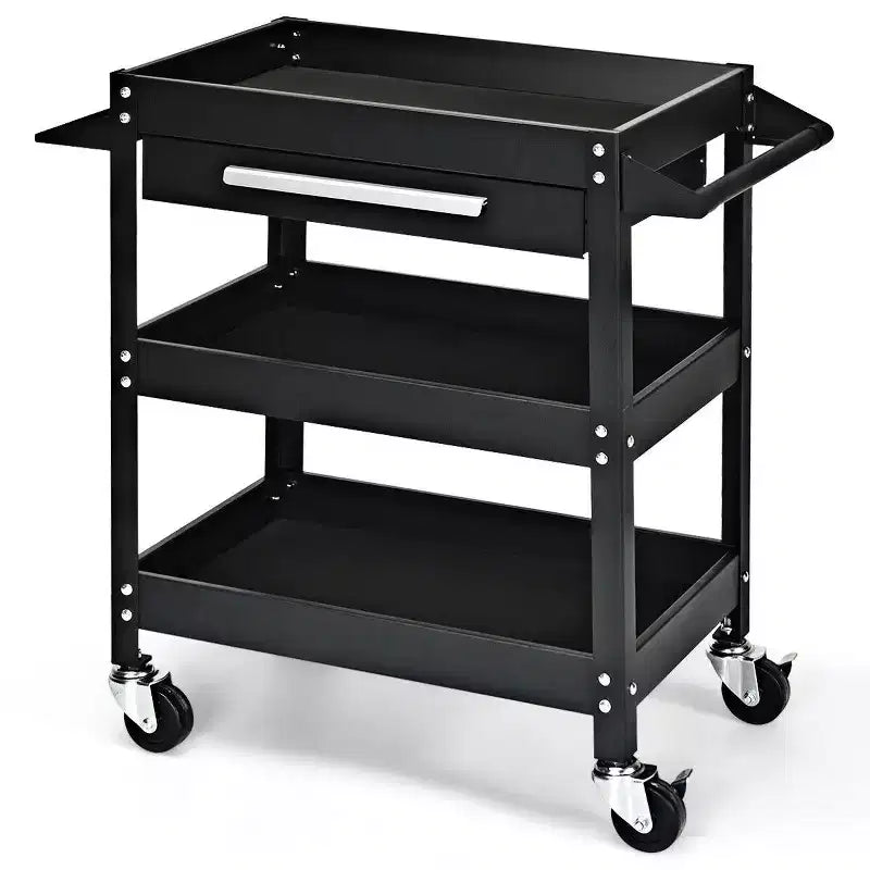 Costway Chariot à outils roulant à trois plateaux, organisateur de boîte à outils de rangement avec tiroir pour mécanicien