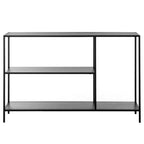 Table console Fabulaxe moderne en métal avec étagères ouvertes, pour salle à manger, entrée et couloir, noire