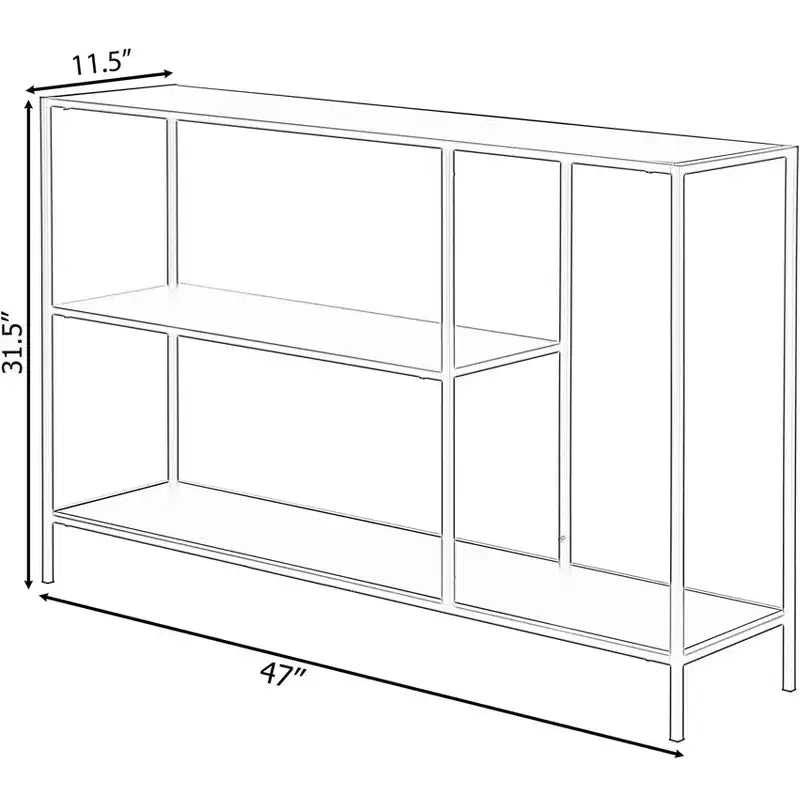 Table console Fabulaxe moderne en métal avec étagères ouvertes, pour salle à manger, entrée et couloir, noire