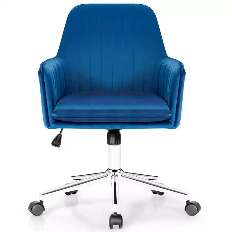 Costway Fauteuil de Bureau Pivotant en Velours avec Accoudoirs, Hauteur Réglable, Coussin Amovible Rose/Bleu/Gris