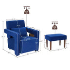 Fauteuil de salon individuel moderne Costway en molleton berbère avec ottoman et coussin lombaire Rouge/Bleu/Noir/Vert/Orange