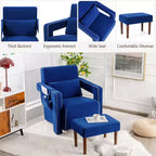 Fauteuil de salon individuel moderne Costway en molleton berbère avec ottoman et coussin lombaire Rouge/Bleu/Noir/Vert/Orange