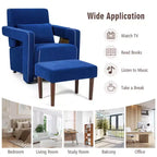 Fauteuil de salon individuel moderne Costway en molleton berbère avec ottoman et coussin lombaire Rouge/Bleu/Noir/Vert/Orange
