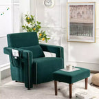 Fauteuil de salon individuel moderne Costway en molleton berbère avec ottoman et coussin lombaire Rouge/Bleu/Noir/Vert/Orange