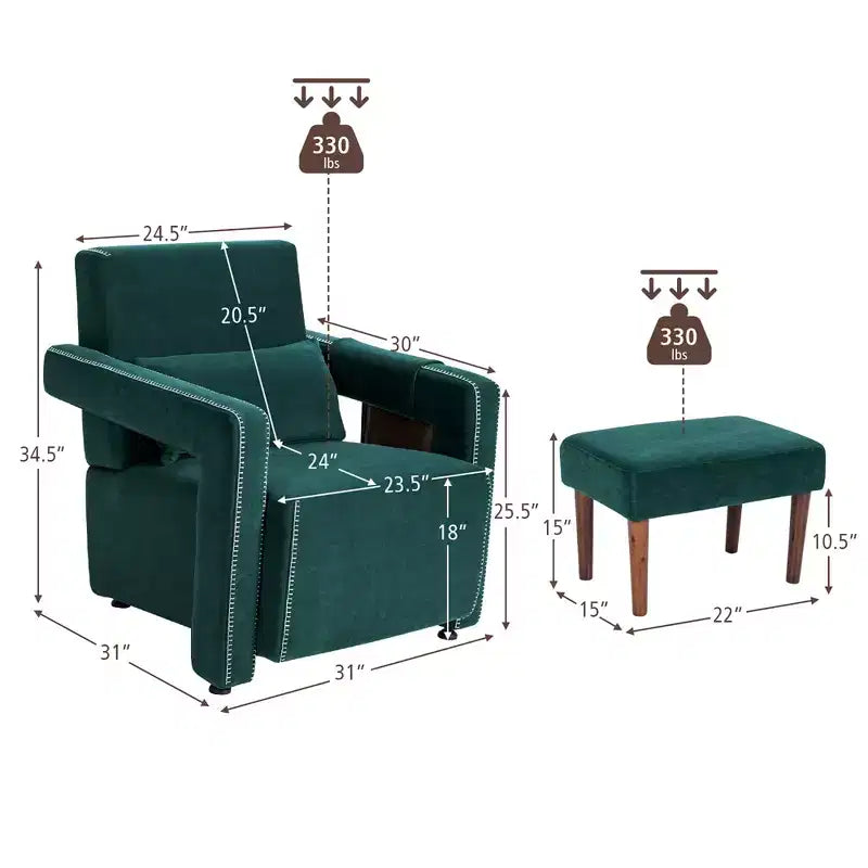 Fauteuil de salon individuel moderne Costway en molleton berbère avec ottoman et coussin lombaire Rouge/Bleu/Noir/Vert/Orange