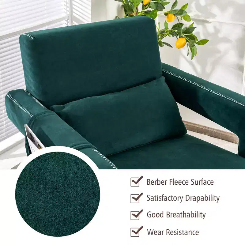 Fauteuil de salon individuel moderne Costway en molleton berbère avec ottoman et coussin lombaire Rouge/Bleu/Noir/Vert/Orange