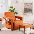 Fauteuil de salon individuel moderne Costway en molleton berbère avec ottoman et coussin lombaire Rouge/Bleu/Noir/Vert/Orange