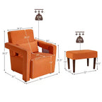 Fauteuil de salon individuel moderne Costway en molleton berbère avec ottoman et coussin lombaire Rouge/Bleu/Noir/Vert/Orange