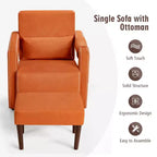 Fauteuil de salon individuel moderne Costway en molleton berbère avec ottoman et coussin lombaire Rouge/Bleu/Noir/Vert/Orange